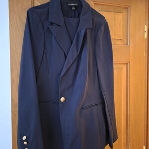 Lane Bryant Deep Blue Blazer with Gold Accents